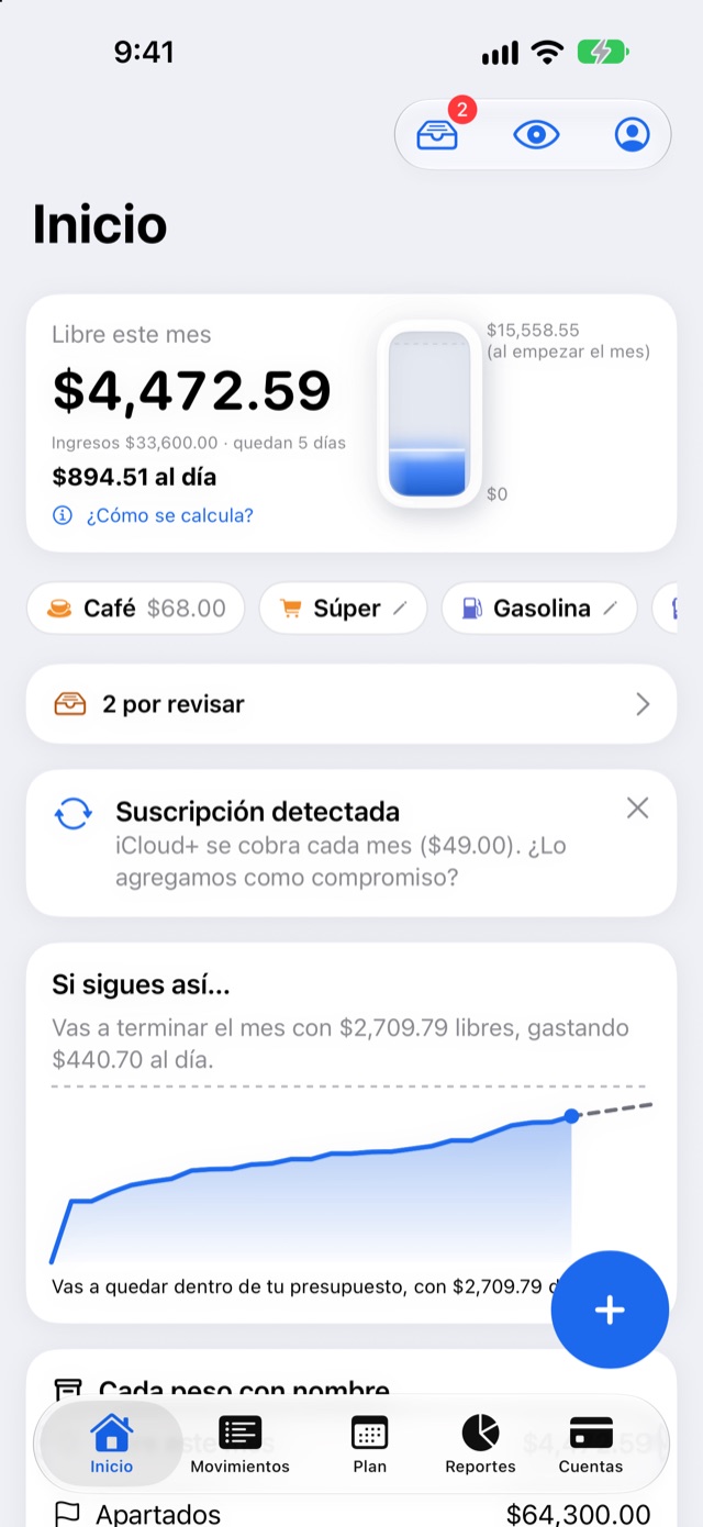 Pantalla de Inicio de Lumos Wallet con el Libre del mes